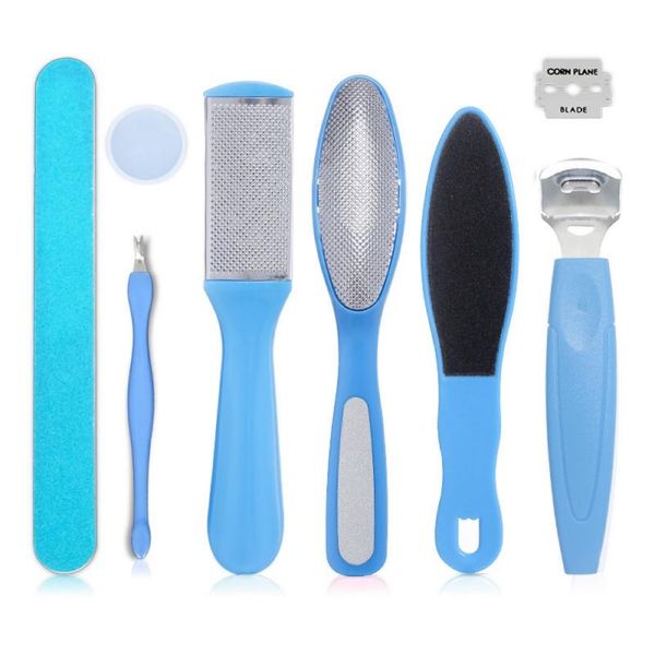 

nail art kits 8pcs/set stainless steel curved file dead skin knife sandpaper peeling pedicure tool