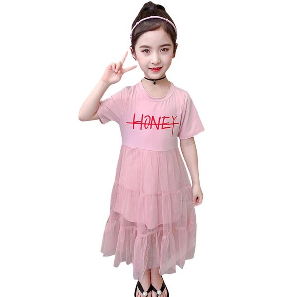 

girls dress letter kids party dresses for girls patchwork dress for kids summer clothes 6 8 10 12 14, Red;yellow