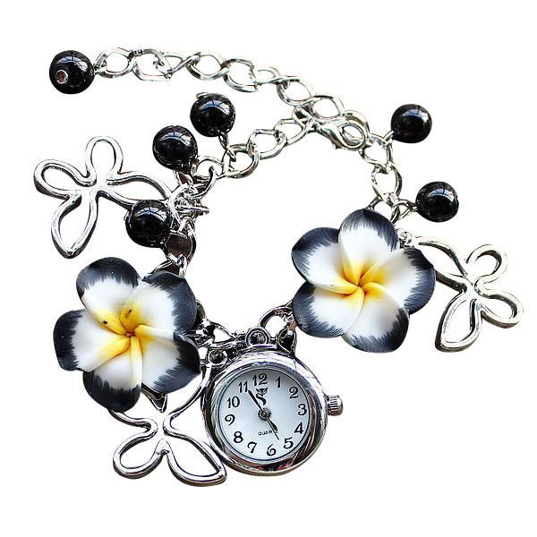 

wristwatches fashion ladies clay flower bracelet quartz watch, Slivery;brown