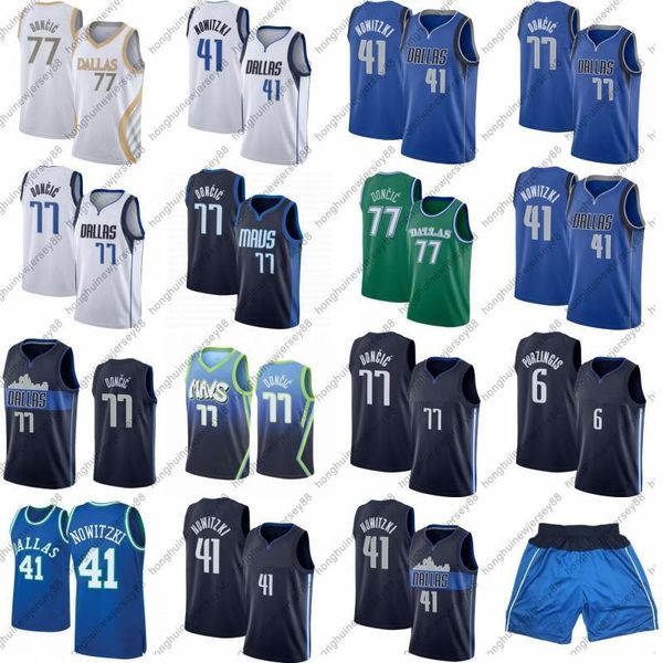

luka vintage 77 doncic basketball jerseys dirk 41 nowitzki edition kristaps 6 porzingis retro shirts blue 2021 2022 city jersey, Black;red