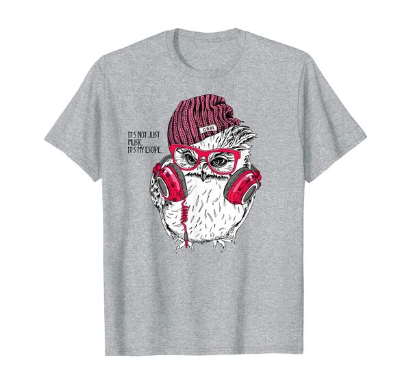 

cool owl listening to music owl lovers bird t-shirt, White;black