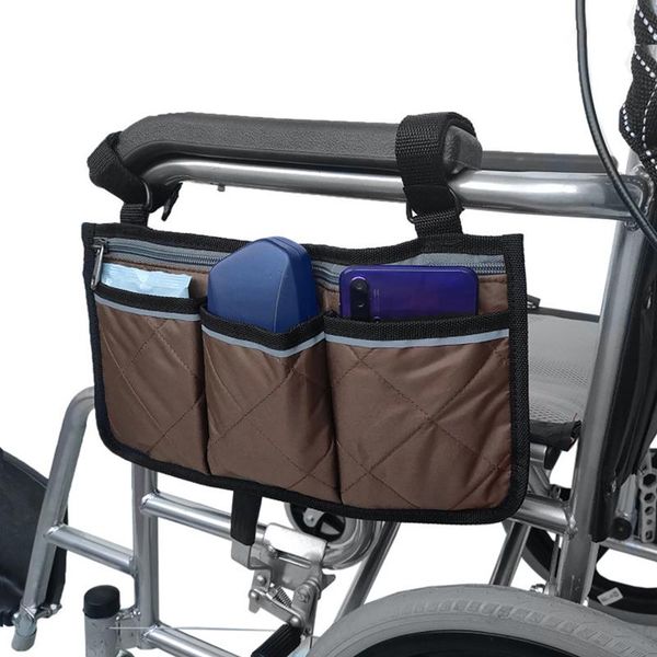

storage bags wheelchair side bag portable outdoor armrest pouch home with reflective strip zipper accessories night security scooters wallet