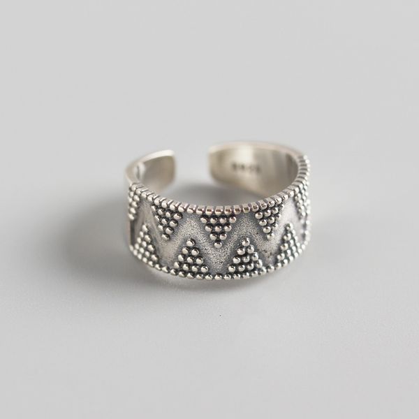 

tyj0274 us s925 silver geometric dot wide face personality trendsetter versatile ring