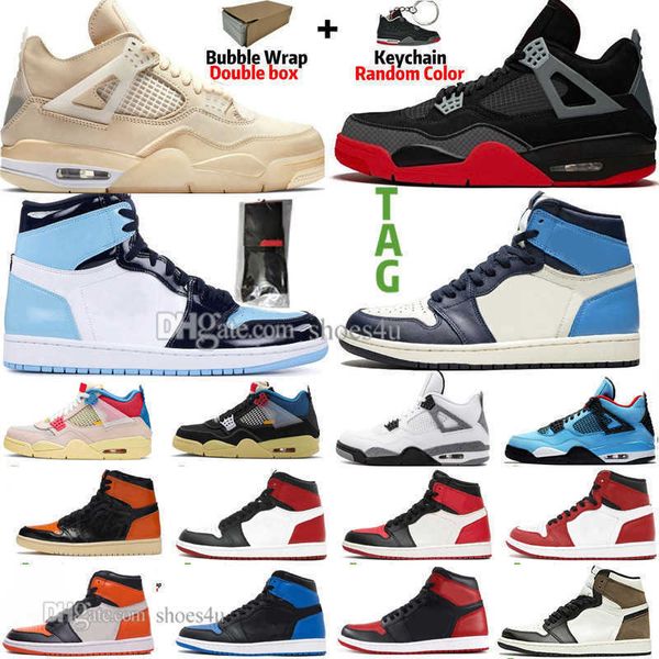 

1 high travis scotts fearless panda obsidian mens basketball shoes racer blue unc sail black cat bred 4 4s banned bred toe men sport sneaker