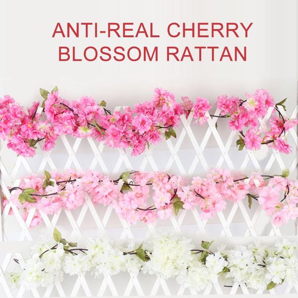 

artificial silk cherry blossom rattan hanging garland for weddings families outdoor and holiday office decorations sale
