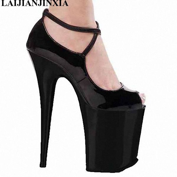 

dress shoes laijianjinxia classic pu ankle strap platform women pumps 20cm super high heel shoes, single party, Black