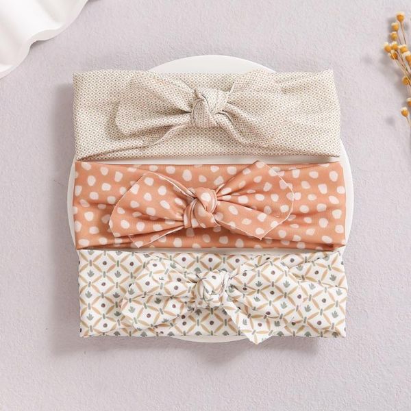 

hair accessories baby headband bohemia dot headbands for girls print bows elastic hairbands children florals headwear, Slivery;white