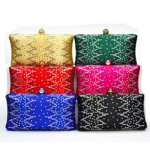 

evening bags elegant fashion ladies luxury gold silk satin crystal inlay wedding bride day clutches