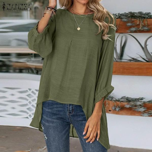 

women's blouses & shirts autumn tunic women shirt vintage casual loose asymmetrical blusas elegant 3/4 sleeve solid blouse chemi, White
