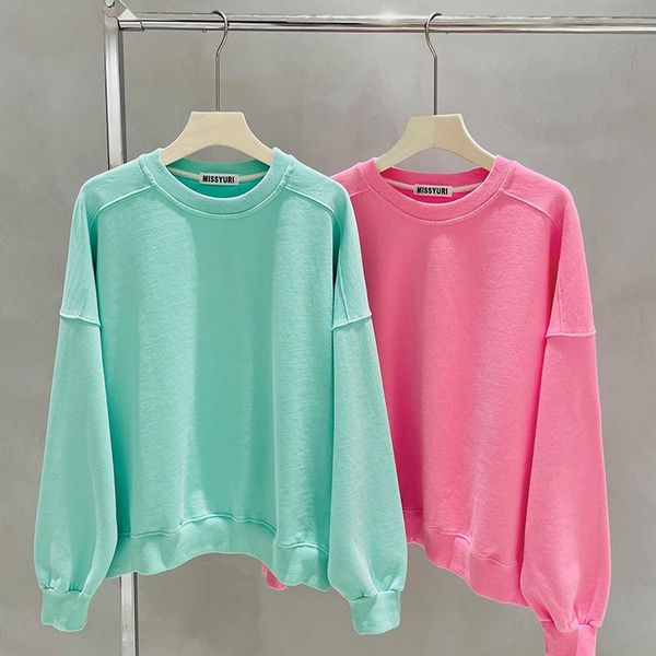 

women's hoodies & sweatshirts 2021 spring autumn crew neck cotton hoodie loose women korean fashion ins pullover streetwear polerones d, Black