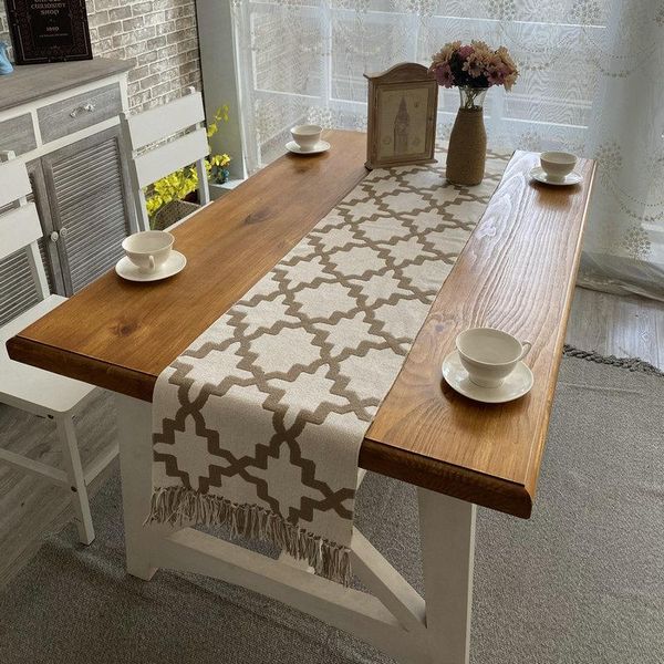 

table cloth europe linen tassel runner tablecloth christmas craft grass wedding party modern home office store decorating