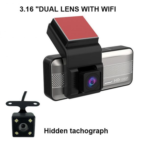 

car dvr 3.16-inch wifi driving recorder car dvr camera shield shape 1080p 170 degree viewing angle dashcam video recorder registrar