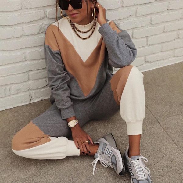 

yoga outfit 2022 european and american autumn winter fitness clothes two-piece color matching sweater set 2 piece women