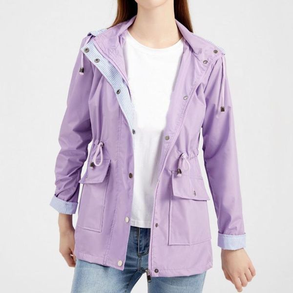

women's jackets women coat lightweight jacket fall winter super soft charming detachable hat striped lining casual windbreaker, Black;brown