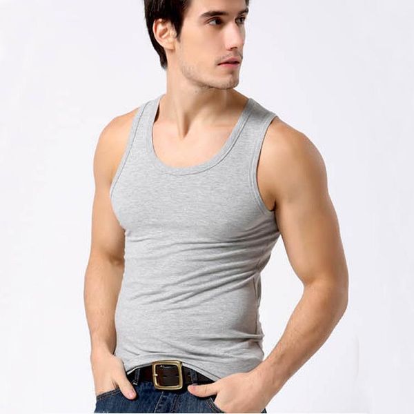 

running jerseys 2021summer men's sports vest modal round neck tight fitness training suit corset men gym tank, Black;blue