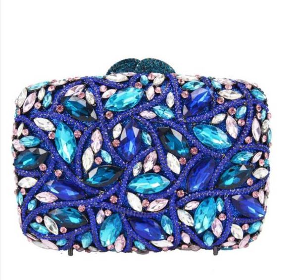 

evening bags xiyuan blue grey silver green gold mulicolor diamond hollow out handbags party bridal wedding dinner crystals clutch purse bag