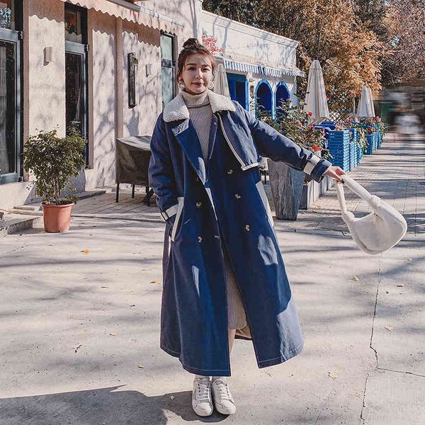 

women's down & parkas autumn and winter new style korean loose tooling padded jacket plus velvet thick women k2v7, Black