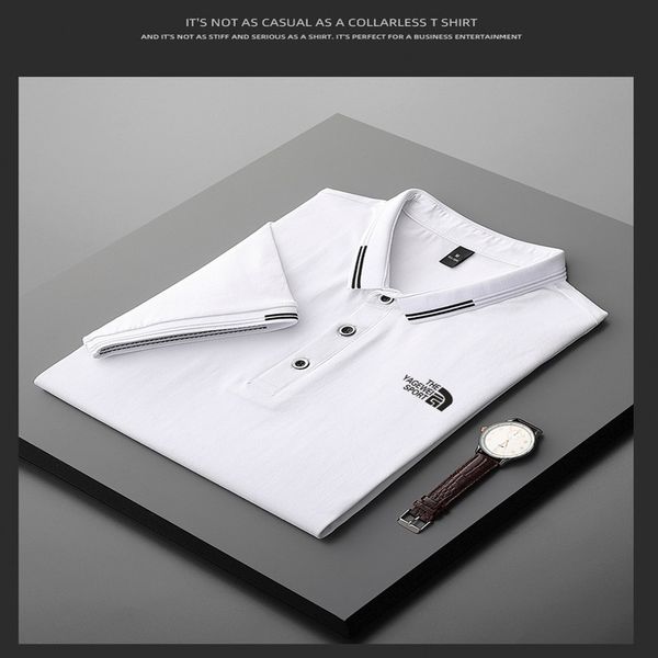 

High end polo, lapel, simple and handsome, summer popular brand T-shirt, led men's Short Sve T-Shirt, White;black