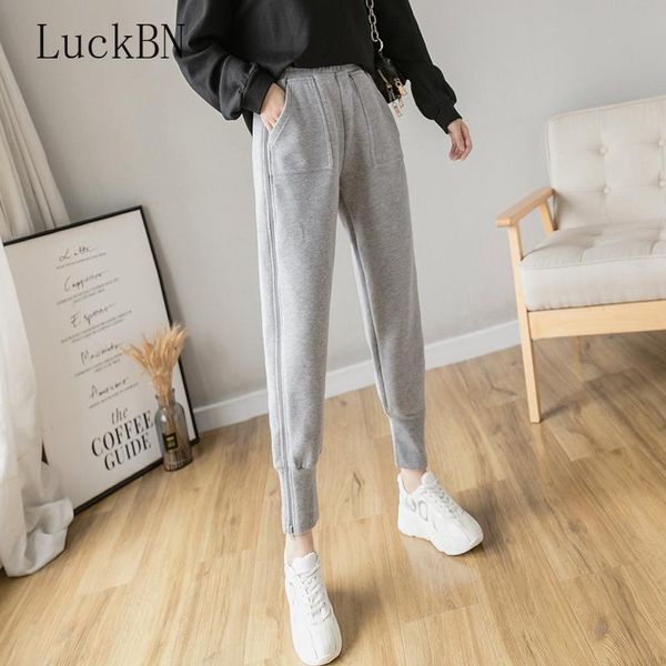 

women's pants & capris clothing harem gray trouser pant casual elastic waist band winter ladies harajuku, Black;white