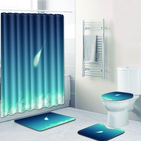 

carpets 3d starry patterns shower carpet 4pcs set curtain +3 pcs toilt mat closestool bathroom rug