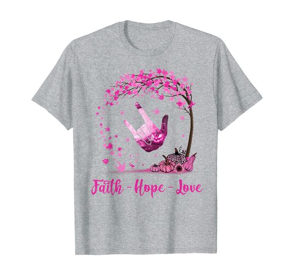 

faith hope love peace hand sign breast cancer gift t-shirt, White;black