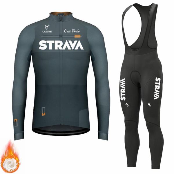 

racing sets strava winter cycling clothing set long sleeve jersey bike mtb maillot thermal fleece bicycle clothes, Black;blue