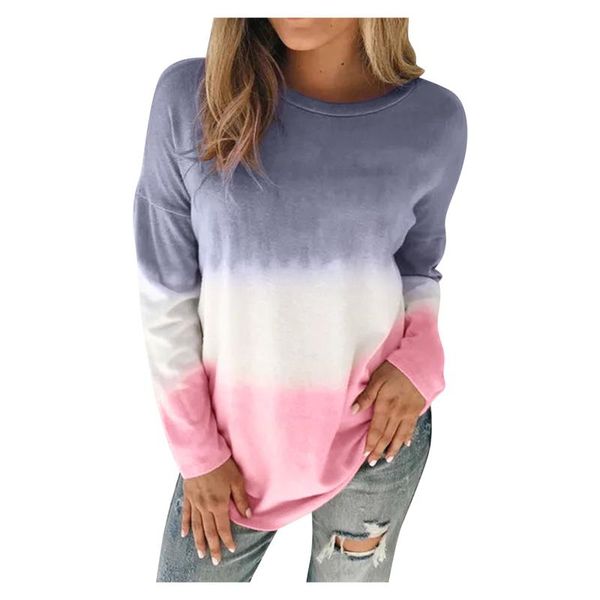 

oversized hoodie women tie dye print plus size hoodie gradient pullover oneck long sleeve sweatshirt spring fall sweatshir #yl10, Black