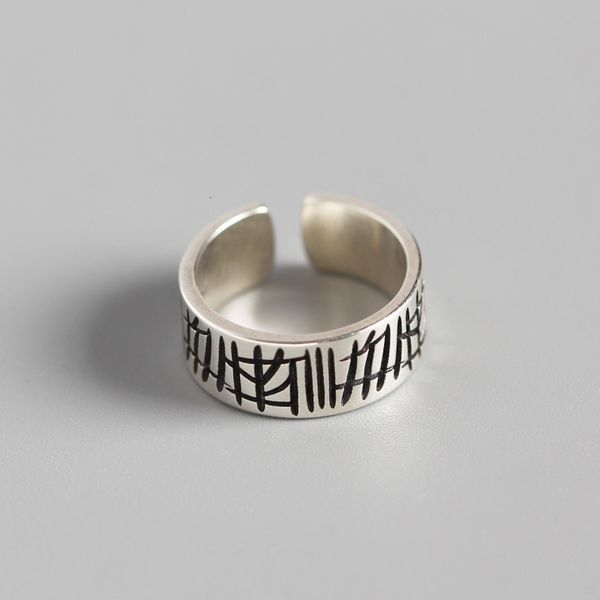 

tyj0223 us s925 silver irregular carving ring graffiti wide face index finger ring girl