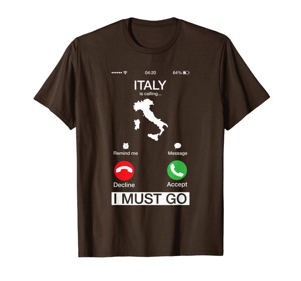 

italy is calling and i must go funny phone screen cool gift t-shirt, White;black