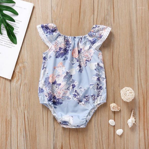 

baby clothes born infant girls floral print romper bodysuits playsuit girl boy bodysuit bebes body suit rompers, Blue