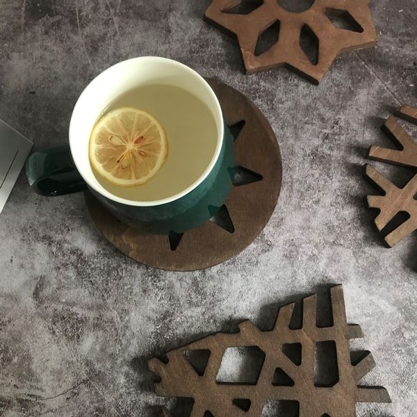 

hollow black walnut wood coaster coffee tea cup bowl heat insulation pad mat coaster hollowed-out teapot drink protective pads yl0288