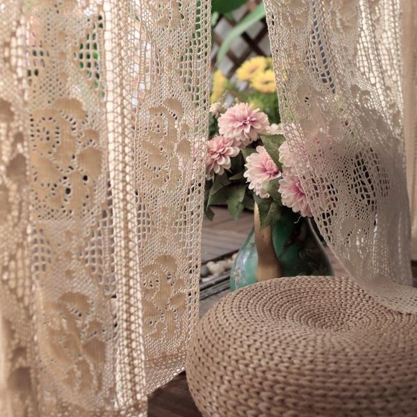 

curtain & drapes american rural rose crochet curtains for living room bedroom cotton floral hollowed out villa cafe door decos