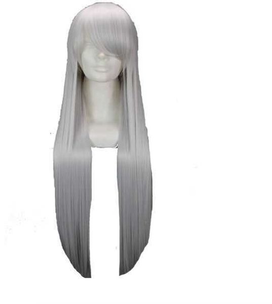 

cosplay animation 80cm straight hair cos wig siery whit sier white, Black
