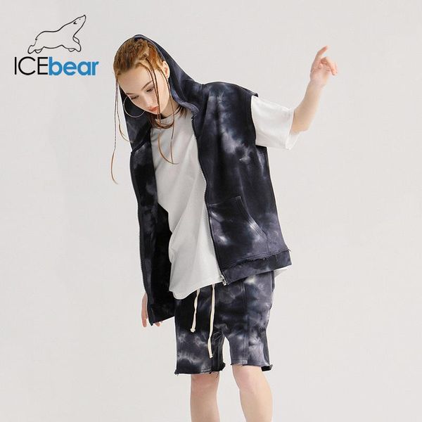 

women's vests 2021 dark tie-dye wind tide brand loose men and women outside hooded ladies vest m-100c1, Black;white