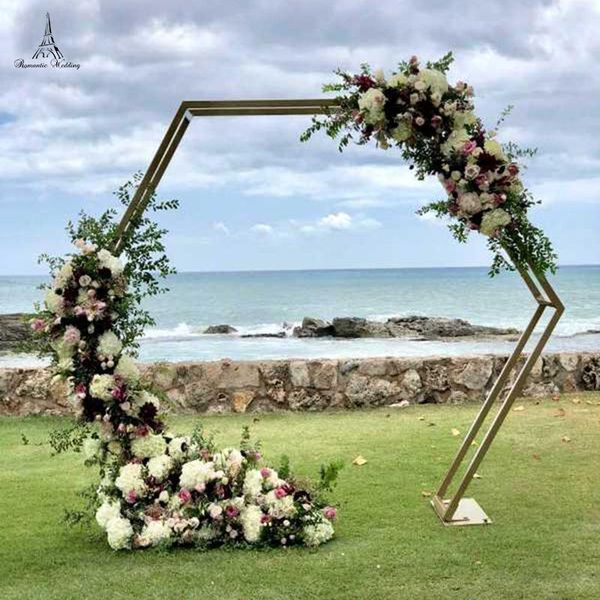 

party decoration romantic wedding gold metal flower arch stand without flowers for
