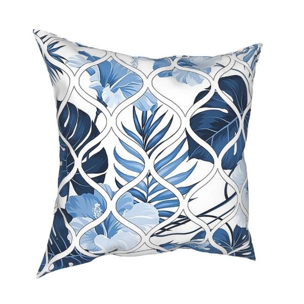 

pillow case blue tropical moroccan ogee tile pattern morocco cushions for sofa creative pillowcase decorative throw pillows cover