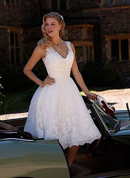 

2021 new short appliques wedding es bridal gowns vestidos de novia v-neck lace up satin beaded corset plus size qecd, White