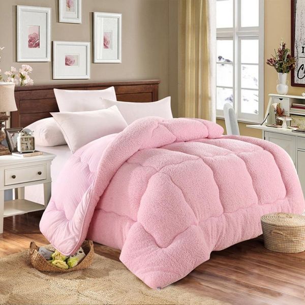 

comforters & sets extra thick soft pure color plush quilt bedding cover / household in winter