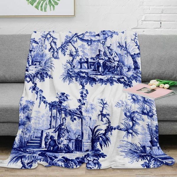 

blankets throw blanket blue chinoiserie toile warm soft flannel for bed sofaroom