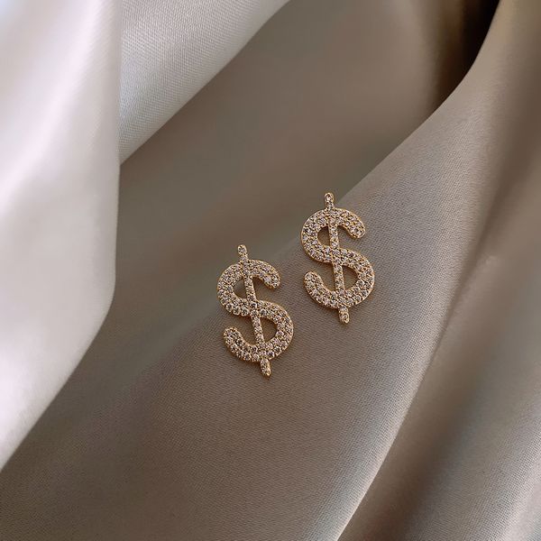 

y s dollar rhinestones l earrings, Silver