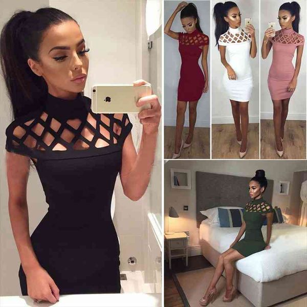 

party night turtle neck womens dress club hollow out mesh slim skinny cut off black bodycon brand vestidos, Black;gray