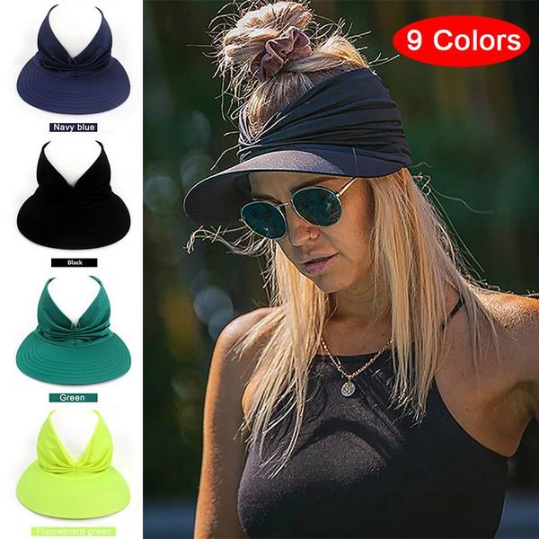 

wide brim hats sun hat female uv resistant elastic empty cap visor beach women spring summer, Blue;gray