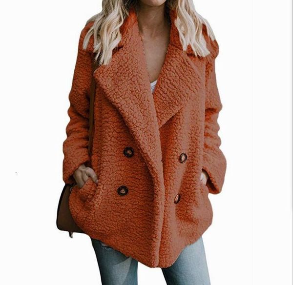 

women's trench coats 2021 winter solid coat women autumn wide lapel loose warm outwear female casual jumper ladies blend faux fur, Tan;black