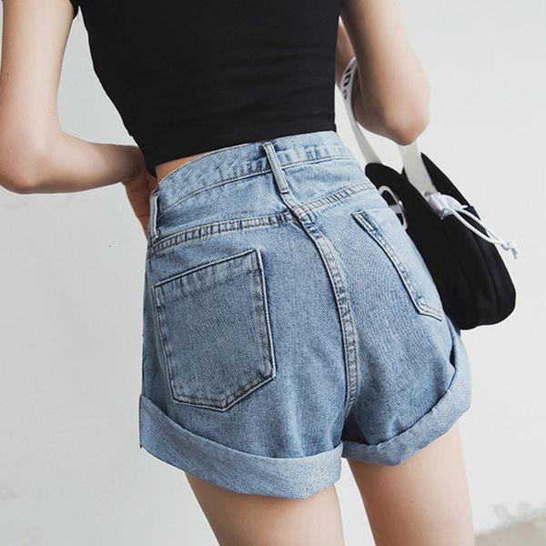 

new high-waisted women's shorts the spring 2021 are popular in casual pants with a wide leg of korean students. ty10, White;black
