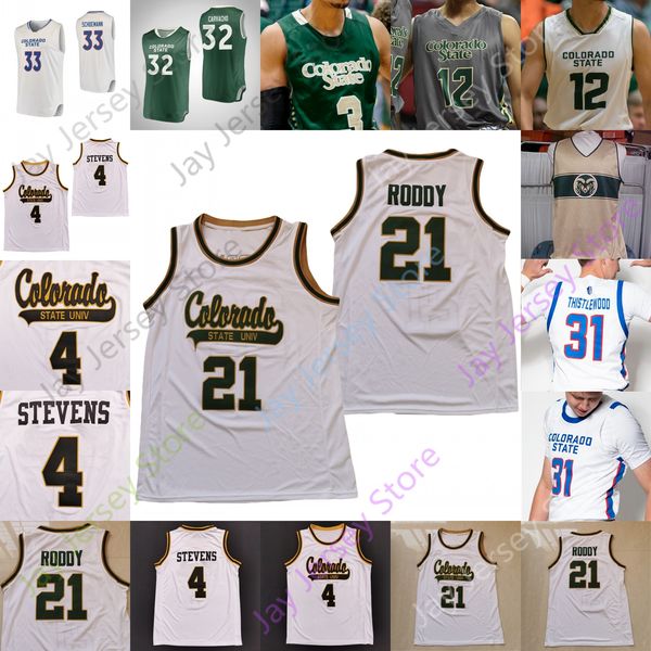 Personalizzato 2022 Colorado State Basketball Jersey NCAA College Isaiah Stevens Nico Carvacho David Roddy Adam Thistlewood Kendle James Moore Rivera Dischon Thomas