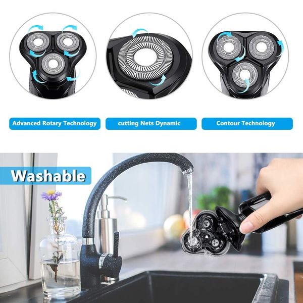 

9d electric shaver mens razor beard trimmer shaver set 3 blades portable rechargeable washable multifunctional car usb shaver