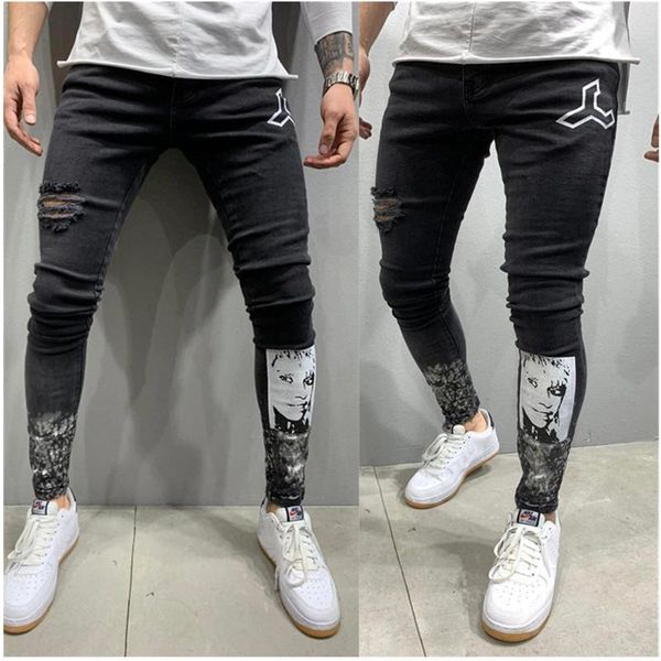 

men's jeans men business casual black slim pencil pants male fashion skinny biker street hip hop party denim clothing, Blue