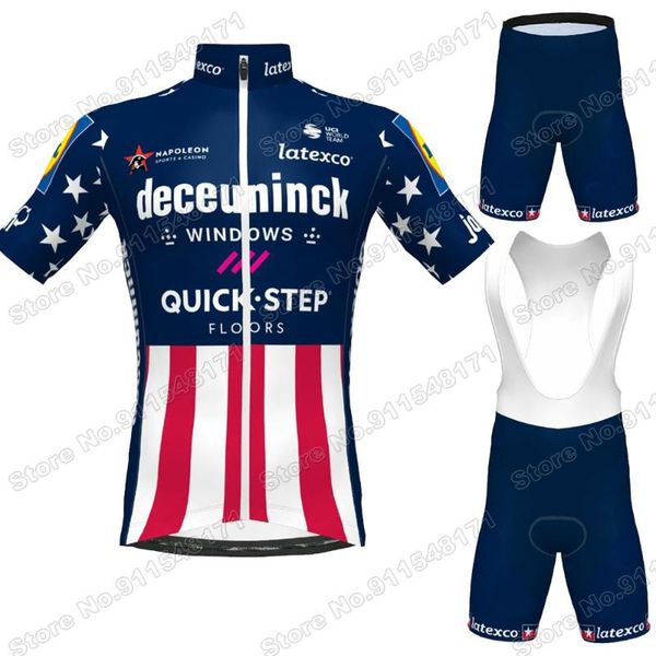 

2021 quick step usa cycling jersey set summer clothing road bike shirts suit bicycle bib shorts mtb wear maillot, Black;blue