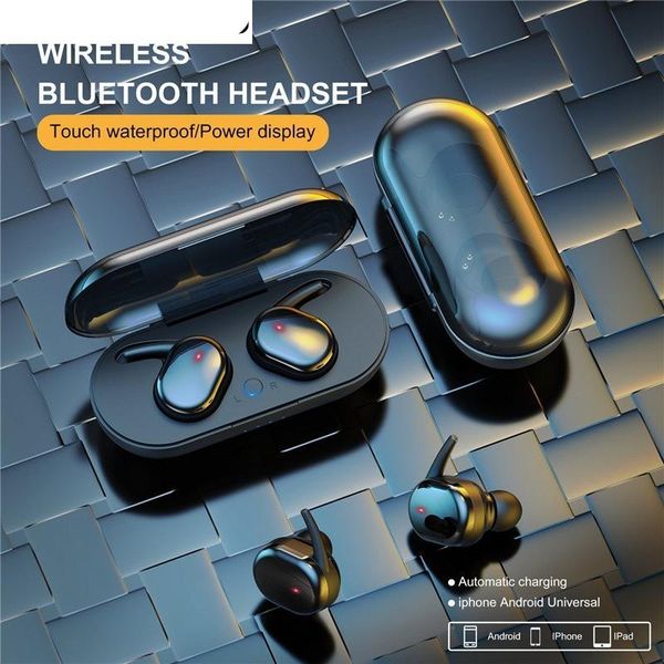 

2021 wireless touch tws 5.0 sports bluetooth earphones control headphones led display 450mah charging box