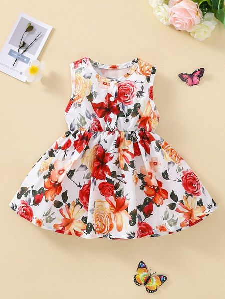 

baby floral print ruched dress she, Red;yellow